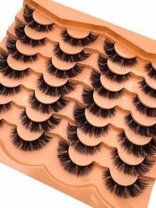 14 Pairs Luxury 3D Faux Mink Lashes - Thick, Fluffy, Elegant D-Curl False Eyelashes, Natural Look, Fluffy Cat Eye Lashes, Suitable For Bold Eye Makeup, Reusable, Ideal For Beginners, Suitable For All Occasions - Natural Lashes - View 4