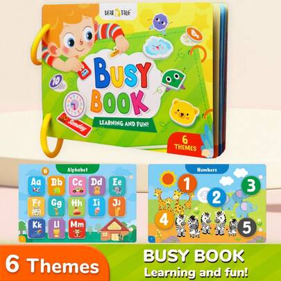 beartale 12 Pages Sensory Busy Book, Montessori Quiet Book With Matching Games, Early Education Toys For Toddlers, Focus & Patience Training, Learning Aid, Gifts For Girls Boys Babies, Preschool Classroom Supplies