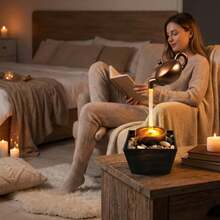 1-Piece USB-Powered Floating Teapot Tabletop Water Fountain – Dark Gold Gilded Design With LED Light & Pebble Landscape, Soothing Flow For Relaxation & Positive Energy, Ideal Housewarming Present & Minimalist Home Decor - 懸壺流水擺件 - 查看 2
