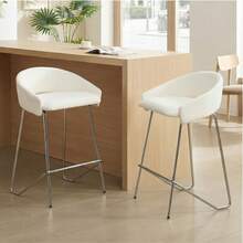 WAHSON OFFICE CHAIRS 2PCS Taburetti Bar Chenille Piedi Metallo Poggiapiedi,Green - Bianco - Visualizzare 10
