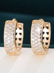 1 Pair Wide Heart Hollow Hoop Earrings, Luxury Elegant Unique Design Earrings For Women - Earrings - View 1