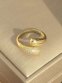 18K鍍金水滴形鋯石珠寶套組，可調節開口式手環與戒指，優雅女款飾品，適合日常與派對場合 - 彩色 - 查看 11