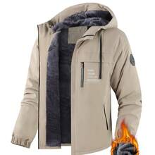 Pearson OBM Men'S Solid Color Hiking Jacket, Featuring A Hood And Plush Lining, High-Quality Windproof Outerwear, Suitable For Outdoor Sports, Climbing, And Thickened Ski Wear With A Stylish Versatile Design And Fixed Print Zipper Pockets. - 深藍色 - 查看 5