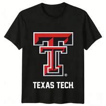 NCAA Texas Tech Red Raider Double T Logo Graphic T-Shirt. RedRaiders Tee NCAA T-Shirt, CollegeBasketball Tee - Black - View 1