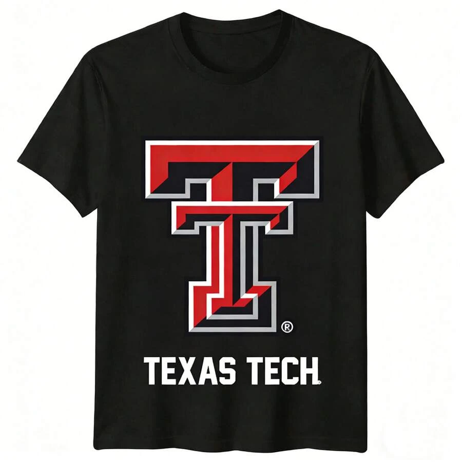 NCAA Texas Tech Red Raider Double T Logo Graphic T-Shirt. RedRaiders Tee NCAA T-Shirt, CollegeBasketball Tee - Black - View 1