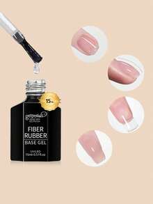 gelpoiish 15ml Fiber Rubber Base Coat, Transparent Rubber Base Coat, Used To Strengthen/Build/Reinforce/Fortify Nails, Long-Lasting Protection, Removable, Suitable For Thin And Brittle Nails, Ideal For DIY Manicure At Home - Clear - View 4