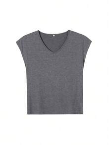 1-Piece Preppy-Chic Women's V-Neck Colored Cotton Tank Top, "LONDON ENGLAND" Letter & Union Jack Print, Casual Daily Wear For Travel Outings & City-Themed Gatherings (Sizes S-5XL) - 灰色 - 查看 2