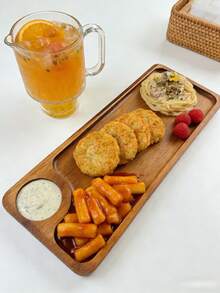 1件相思木奶酪板，长方形托盘带蘸酱碗，11.4英寸装饰盘，早餐托盘，厨房配件，家居装饰奶酪盘，开胃菜盘，餐盘，蛋糕甜点架（实木） - 駝色 - 查看 14