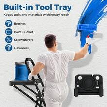 COSTWAY 4 Step Ladder With Tool Tray, Heavy-Duty Metal Step Stool With Anti-Slip Wide Pedals & Foot Pads, Multi-Purpose Portable Folding Ladder For Home, Kitchen, Office, Black - A - View 6
