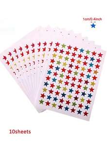 10pcs Star Stickers, Self-Adhesive Star Stickers, Student Reward Stickers, For Teachers, Students, Scrapbooking, DIY Cards, Small Gold Stars (0.8-1.6cm Diameter) - Multicolor - View 16
