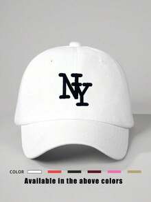 1 Pc Adjustable NY Embroidered Baseball Cap Y2K Sunscreen Hat For Spring Autumn Beach Travel - 黑色 - 查看 6