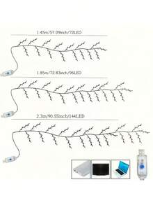 1个柔性柳枝灯，USB供电，8种照明模式，96/144颗LED灯珠，适用于室内客厅和卧室装饰、氛围照明、派对、生日、万圣节和圣诞节装饰 - 彩色 - 查看 5