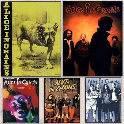 1 pièce Affiche classique vintage du groupe A-Alice In Chains, affiche moderne imperméable HD, belle décoration pour la maison, décoration murale de pièce, impression sur canevas sans cadre, cadeau idéal pour la chambre à coucher, le salon, le couloir, art mural, décoration murale, décoration d'anniversaire, de remise de diplôme, décoration de la maison, décoration, sans cadre