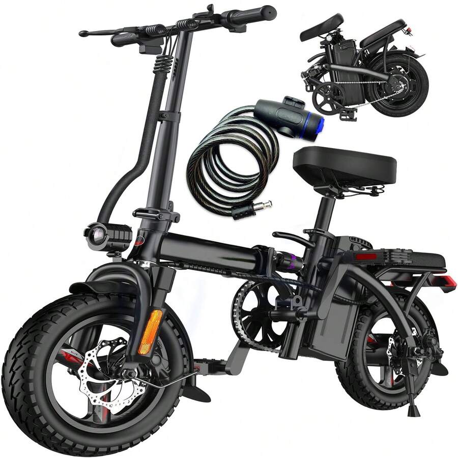 500W Folding Electric Bike For Adults And Teens, 48V 10.4AH Removable Battery, 18 MPH, Front Basket & Mobile Phone Mount, Commuter & Campus Ebike For Adults, 32 Miles Range - T1-18MPH Foldable Electric Bike - 查看 1