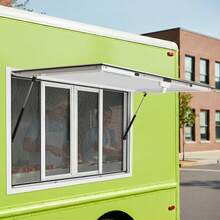 SanBouSi Food Truck Service Window, Aluminum Alloy Concession Window With 4 Horizontal Sliding Screen Windows, Wall Mounted Metal Concession Stand Windows - White - View 6