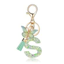 1pc 2026 Hot Selling 26 Letter Keychain, Creative Green Butterfly Resin Pendant Keyring, Perfect Gift For Friends, Holiday, Birthday, Interesting Gift, Valentine's Day - Multicolor - View 13