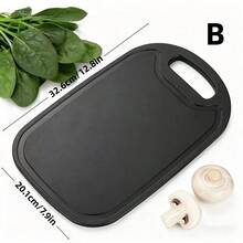 1pc Plastic Cutting Board, Professional Kitchen Chopping Board, Home Cutting Mat, Suitable For Meat, Vegetables, Fruits, Available In Black And Beige, Washable Plastic Kitchen Cutting Board - Black and White - View 9