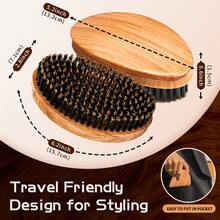 Goiple 1pc 360 Wave Brush For Defining Wave Pattern, Scalp Massaging, Enhancing Hair Pull, Fuller Coverage, Travel-Friendly, Pocket-Size, Curved Design, Medium Hard Bristle, Premium Natural Wood, Daily Styling, Men With Textured, Curly Hair, Enthusiasts Pursuing 360° Waves | 5 Colors (Black/Natural Wood Grain/Zebra Wood Grain/Blue Wood Grain/Red Brown Wood Grain) | Salon-Quality Professional Hair Tool For Barbers, Hairstylists & At-Home Use | Perfect Valentine's Gift - Light Wood Color - View 4
