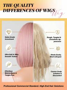 12 Inch Pink Bobo Wig With Bangs, Women's Heat Resistant Y2K Style, Suitable For Parties And Cosplay - Pink - View 4