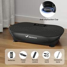 MERACH Vibration Plate Exercise Machine, Vibrating Platform For Lymphatic Drainage Weight Loss Muscle Activation, Full Body Home Exercise Equipment With LED Touch Screen Bluetooth Pull Cord - UK Plug(220-240V) - View 9