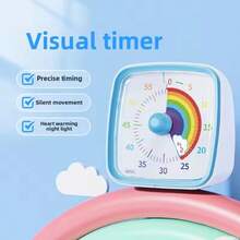 1pc 60 Minute Visible Timer, Square Countdown Alarm Clock, Super Quiet For Kitchen, Study Room, Self-Discipline - Alarm Clock Timer - View 3