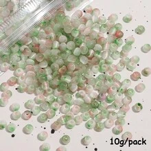 beadia 10克/包 4毫米猫眼玻璃珠 - 双色渐变直孔珠，猫眼颜色会变化，适合DIY珠宝制作、工艺品制作、串珠项目 - 亮丽的玻璃珠，可用于手链、项链、节日礼物（猫眼发光） - 公尺珠 - 查看 8