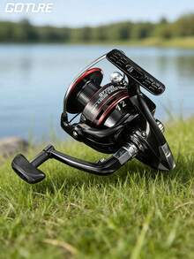 GOTURE 1个GY2000-7000型纺车轮，铝合金框架，12个轴承，5.2:1齿轮比，最大刹车力6/8公斤，左右手通用 - 黑色 - 查看 1