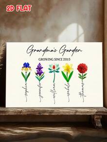 Catygift 定制家庭帆布画,个性化家庭礼物,花卉主题帆布画,包含姓名和年份的家庭姓名帆布画,送给爸爸妈妈爷爷奶奶的独特礼物,定制墙面艺术,家居装饰客厅 - As Shown - 查看 4