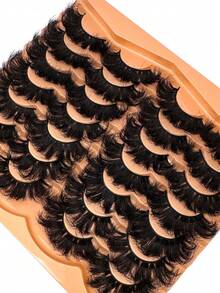 14 Pairs Extra Thick & Fluffy Cat Eye False Eyelashes, Natural Soft Faux Mink Lashes, 3D Dramatic Messy Mink Lashes, Lengthening & Curling Eyelash Extensions, Suitable For Daily Wear And Party, Reusable, Can Be Used As Gifts - 濃密款 - 查看 4