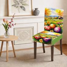 1/2/4/6/30pcs Spring Flower & Egg Pattern Dining Chair Covers, Decorate Dining Table & Room, Create Festive Ambiance For Family Gatherings And Celebrations, Removable And Washable Chair Slipcovers To Enhance Dining Space Aesthetics - Multicolor - View 4