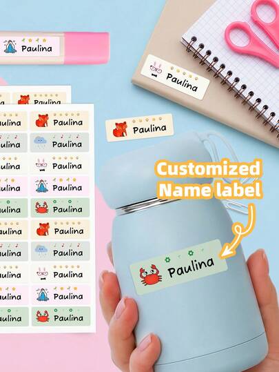 1-240 unidades Etiquetas personalizadas con nombre - Pegatinas de nombre coloridas, etiquetas de texto personalizadas, etiquetas de nombre sin planchar, resistentes al agua y al aceite, reutilizables, perfectas para loncheras, botellas de agua, bolsas de gimnasio, regalos de campamento de verano, papelería, útiles escolares, almacenamiento de dormitorios universitarios, equipos deportivos, excelentes regalos para amigos, familia, hijo, hija
