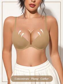 Front Closure Lift & Enhance Bra - Breathable & Comfortable, Ideal For Daily Wear - Coffee Brown - View 6