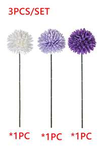 1/2個/5個 人造球花、菊花、刺繡球花，婚禮裝飾、居家花瓶、裝飾品、桌面裝飾、客廳、臥室、床頭花藝布置、新娘花束、手腕花飾、胸花材料、生日派對裝飾材料、新年情人節禮物 - 白+深紫+淺紫 - 查看 7