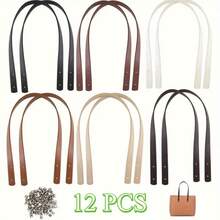 12pcs/6 Colors Synthetic Leather Bag Handles, 24 Inch Short Handbag Replacement Handles With Iron Rivets, Suitable For DIY Handmade Bag Making Accessories, Includes Iron Rivet Packaging, DIY Wallet Making - Multicolor - View 13