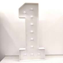 4 pi/120 cm Ensemble de chiffres en bois blanc 0-9 avec des lumières jaune chaud, grande décoration illuminée pour les fêtes, anniversaires, remises de diplômes, intérieur/extérieur - Blanc - Voir 20