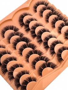14 Pairs Luxury 3D Faux Mink Lashes - Thick, Fluffy, Elegant D-Curl False Eyelashes, Natural Look, Fluffy Cat Eye Lashes, Suitable For Bold Eye Makeup, Reusable, Ideal For Beginners, Suitable For All Occasions - Natural Lashes - View 8