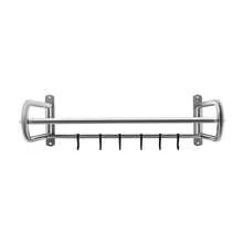 Aohuada Stainless Steel Microwave Oven Rack With 6 Hooks, 53CM Single Tier Wall Mounted Shelf For Kitchen Storage, Durable & Easy Clean, Space Saving Organizer For Microwave Oven - A - View 11