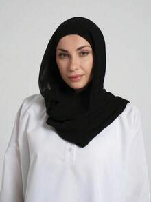 1 Set Double-Layer Chiffon Muslim Headscarf, Silky Soft Breathable Knit Undercap, Suitable For Muslim Daily Wear - Multicolor - View 8