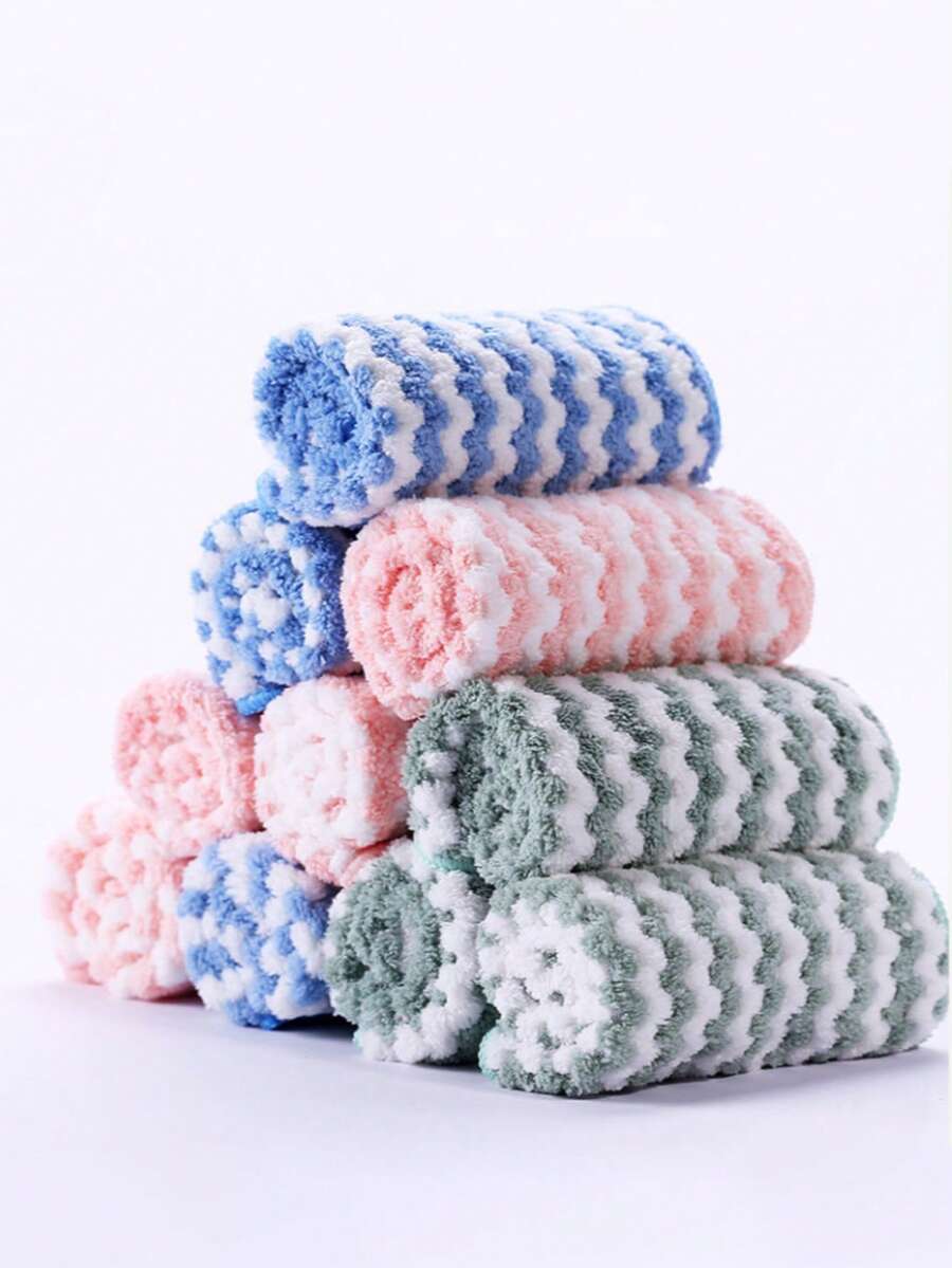 10pcs/5pcs Set Cleaning Towels, Kitchen Dishcloths, Cleaning Rags, Oil-Free Dishwashing Cloths, Multi-Purpose Cleaning Towels, Household Cleaning Cloths, Kitchen & Bathroom Cleaning Towels, Absorbent Towels, Easy To Remove Stains And Grease, Cleaning Supplies, Cleaning Tools, Size 25cm X 25cm, Multi-Color Cleaning Cloths