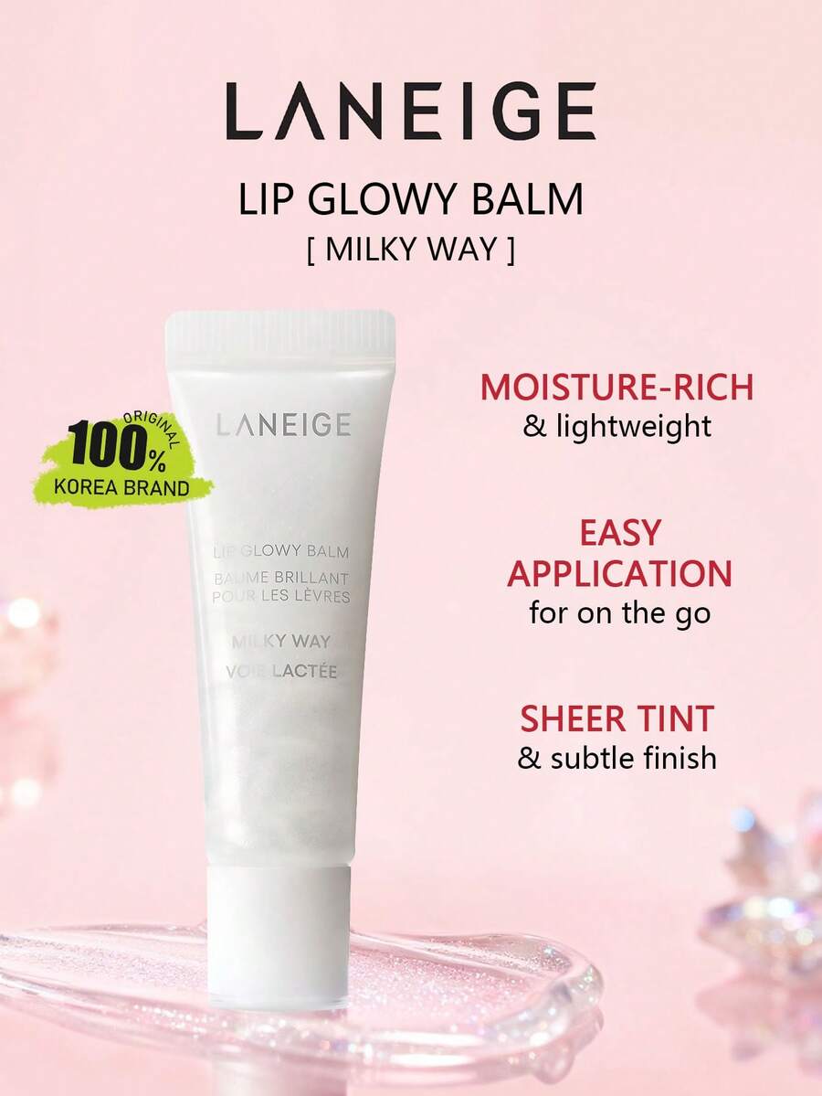 Laneige LIP GLOWY BALM Milky Way 10g/0.35oz 滋潤豐唇護唇膏，玻璃唇感，不黏膩清爽，持久保濕，韓系保濕唇部護理，K-Beauty 韓妝，禮品