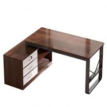 Escritorio Con Librero Ejecutivo Para Computadora  En L - Multicolor - Ver 1