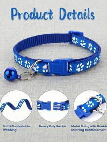 Ensemble de collier et laisse pour chat avec pendentif à motif de patte mignon, collier de chat réglable pour petit animal, collier doux pour animal de compagnie convenant aux petits chiens et chats, disponible en rose et bleu, accessoires pour animaux de compagnie légers, convenant aux chatons et chiots, fournitures pour animaux de compagnie , laisse en nylon avec fermoir en métal, fournitures pour animaux de compagnie à motif de patte - Multicolore - Voir 3