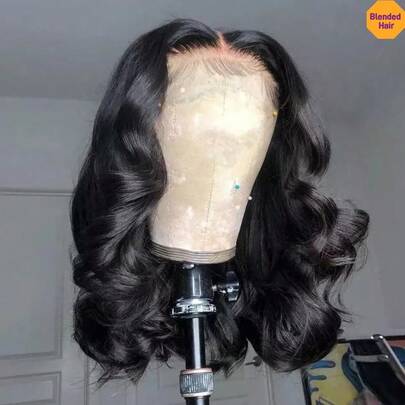 无胶水水波波头假发 4x4 5x5 高清预剪蕾丝前额闭合假发 易于佩戴 13x4 13x6 蕾丝前额假发 180% 密度 短波浪卷发 预先拔毛 预先漂白 耐热合成纤维 混纺人发假发 自然黑 8英寸-34英寸 预剪水波波头 无需胶水蕾丝 适用于 4x4 5x5