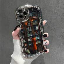 Chica hojeando libros en una acogedora y encantadora librería. Esta elegante funda para teléfono es compatible con Samsung, Apple, OPPO, , etc. Fabricada en TPU flexible, resistente a golpes y arañazos, ofrece una excelente protección contra caídas y un agarre cómodo. Es un regalo ideal para familiares, amigos y seres queridos, y una opción perfecta para festivales. Fundas para iPhone, San Valentín, artículos de , fundas para hombre, celulares y accesorios, funda plateada para teléfono. - Plateado - Ver 3