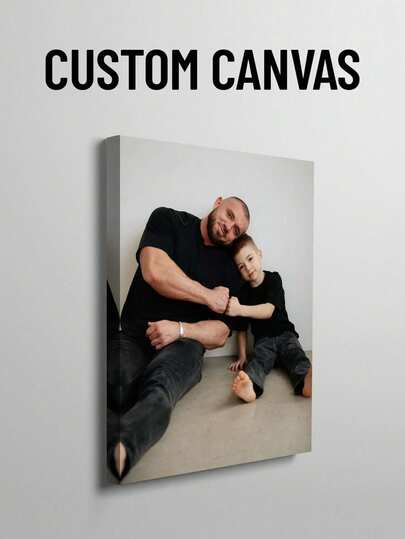 1pc Customized Canvas Wall Art, Personalized Framed Canvas Painting, Customize Your Frameless Wall Art, Wedding Decor, Graduation Season, Mother's Day Gift, Graduation Gift, Wedding Supplies, Print Father-Son Photo, Family Gift, Room Decor, Home Decor, Customizable Item, Ideal Gift For Graduation Ceremony, Wedding, Mother's Day, Father's Day, Anniversary, Valentine's Day, Housewarming, Birthday