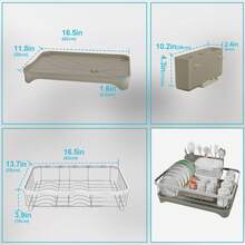 304 Stainless Steel Dish Drying Rack With Drain Board, Automatic Draining And Drying Rack For Kitchen Countertops, Large Capacity Dish Drainer, Suitable For Bowls, Cups, And Dishes. - Grey - View 7