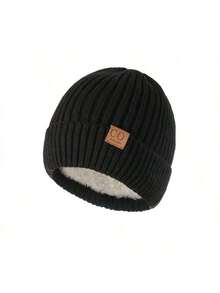 1Pc/3Pcs/Set Fleece Lined Knit Hat Ear Flap Color Block Couple Main Storage Gift Bag Accessory Christmas Birthday Warm Cozy. - Multicolor - View 15