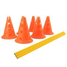 Portable Dog Agility Training Set | 6 Pylon Jump Obstacles With Adjustable Height Poles | Indoor & Outdoor Pet Exercise & Backyard Training Kit - Orange - View 4