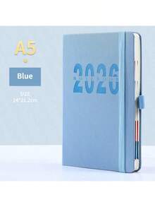 Agenda Anual 2026, Versão em Inglês, Calendário Diário, Rastreador de Eficiência, Pasta - Azul - Ver 5