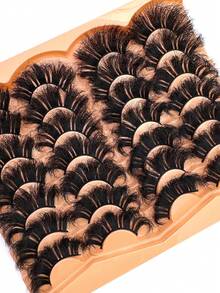 14 Pairs Extra Thick & Dense Cat Eye Style False Eyelashes, Natural Soft & Fluffy Faux Mink Lashes, 3D Messy Mink Lashes, Intelligent Full Lash Strips Lengthening & Curling, Suitable For Daily And Party Use - 濃密款 - 查看 8